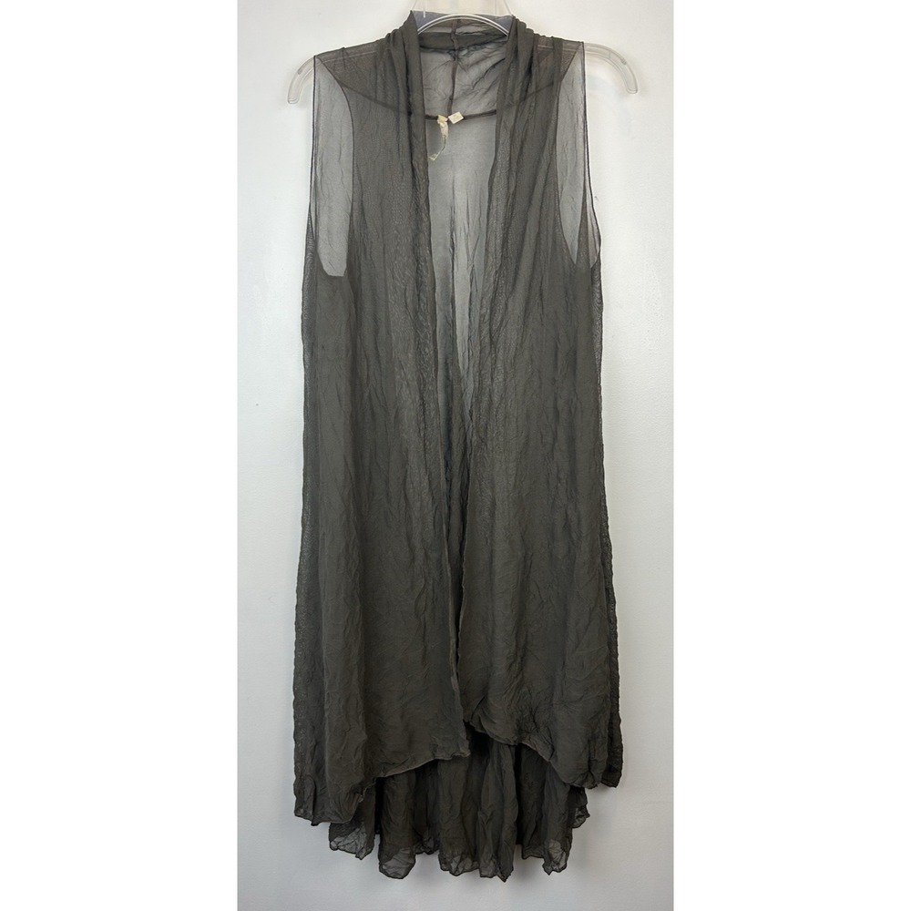 Comfy USA Duster Cardigam Womens S Crinkle Sheer Asymmetrical Topper Jacket Open